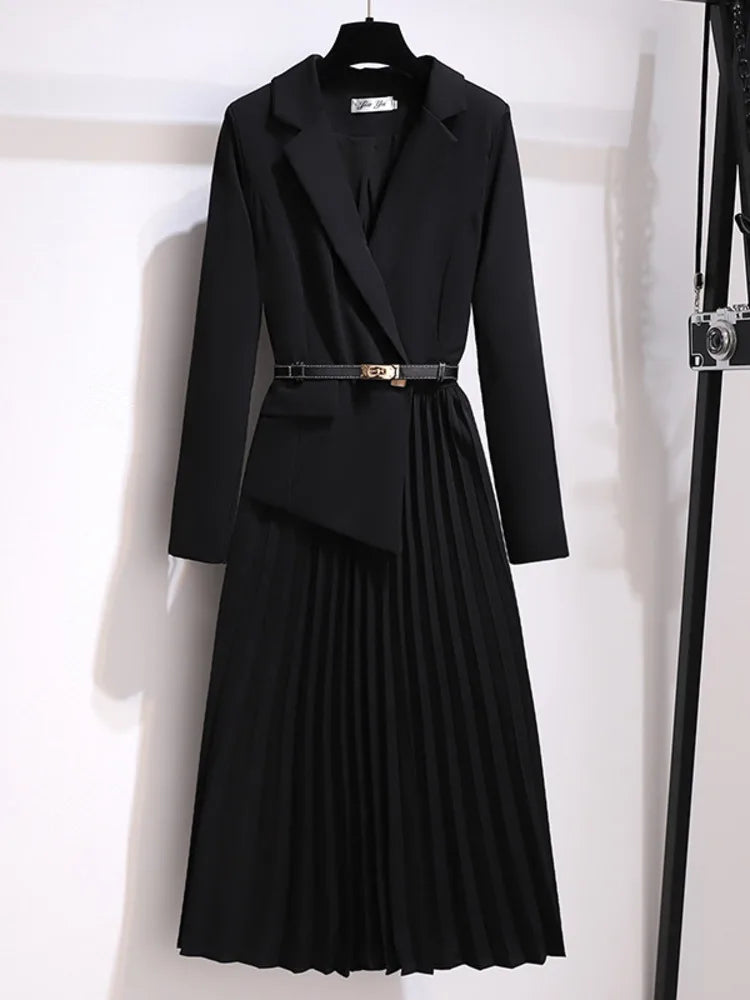 Kendall | Pleated Blazer Belted Women Summer Maxi Dress