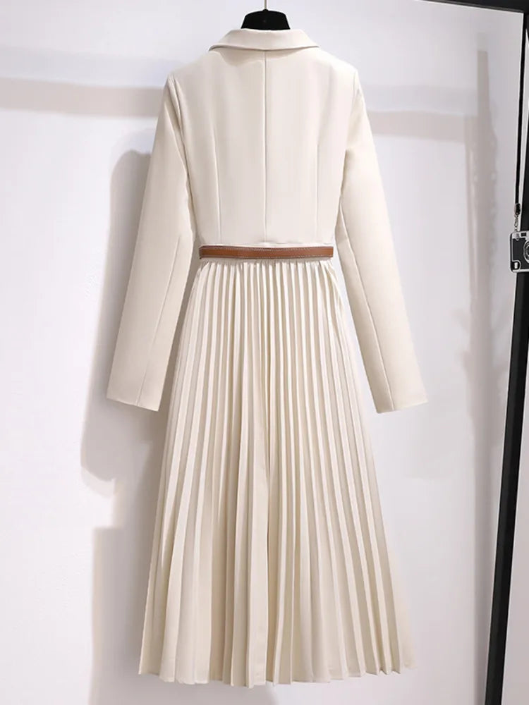 Kendall | Pleated Blazer Belted Women Summer Maxi Dress