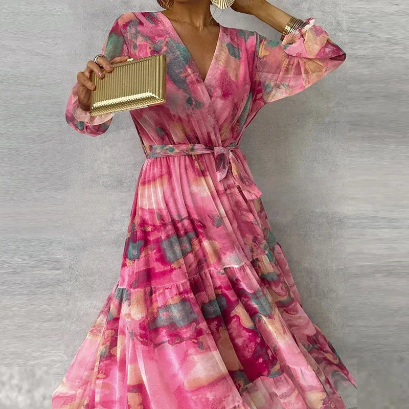 Gemma | Floral Long-Sleeve Wrap Women Summer Maxi Dress