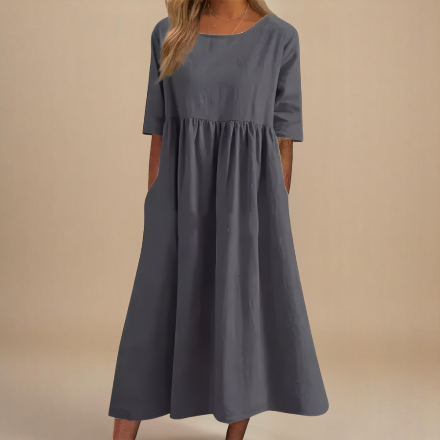 Maisie | Relaxed A-Line Elbow-Sleeve Women Summer Midi Dress