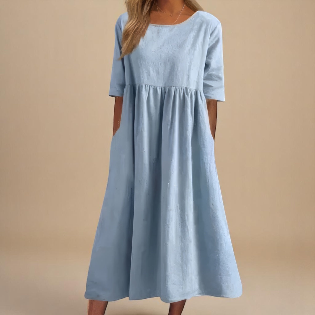 Maisie | Relaxed A-Line Elbow-Sleeve Women Summer Midi Dress