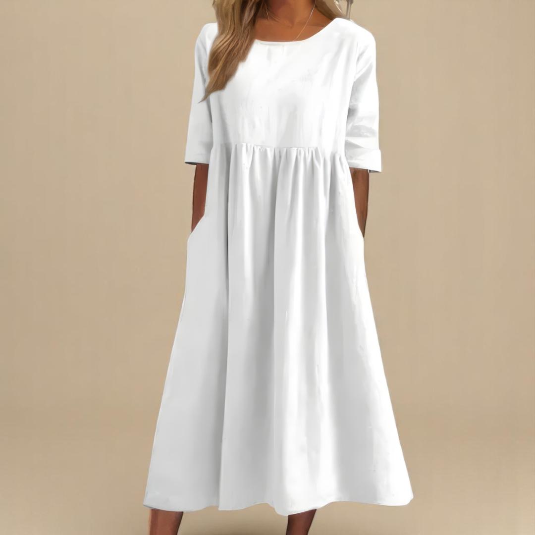 Maisie | Relaxed A-Line Elbow-Sleeve Women Summer Midi Dress