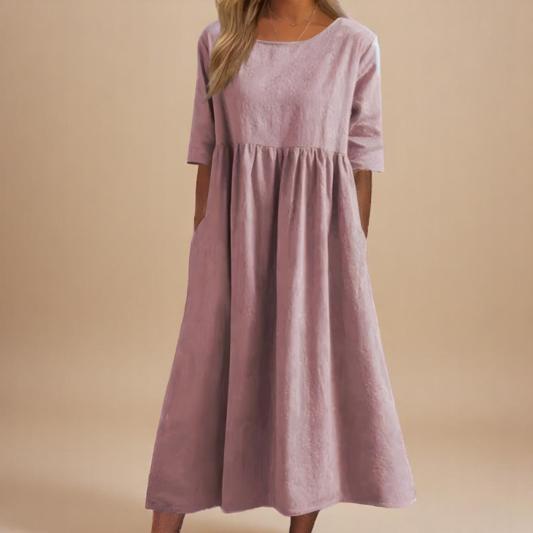 Maisie | Relaxed A-Line Elbow-Sleeve Women Summer Midi Dress