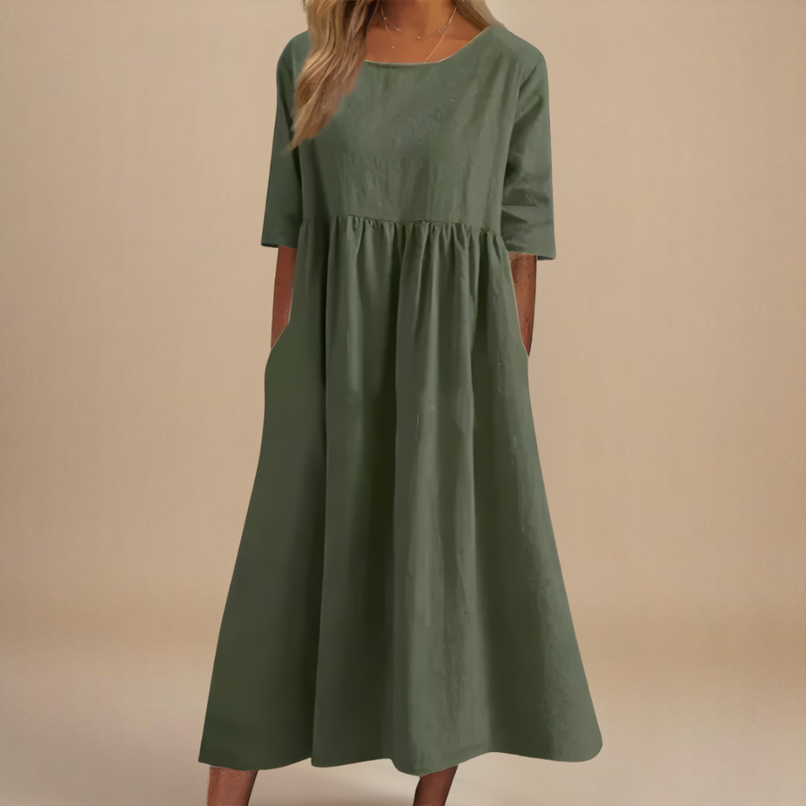 Maisie | Relaxed A-Line Elbow-Sleeve Women Summer Midi Dress
