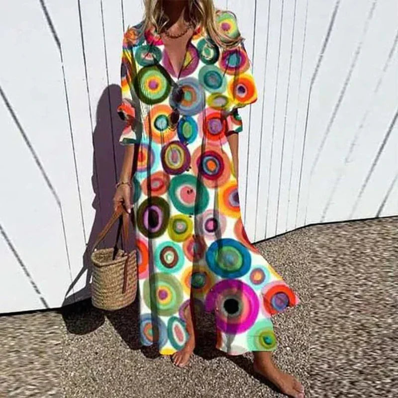 Gina | Floral Boho Long-Sleeve Women Summer Maxi Dress