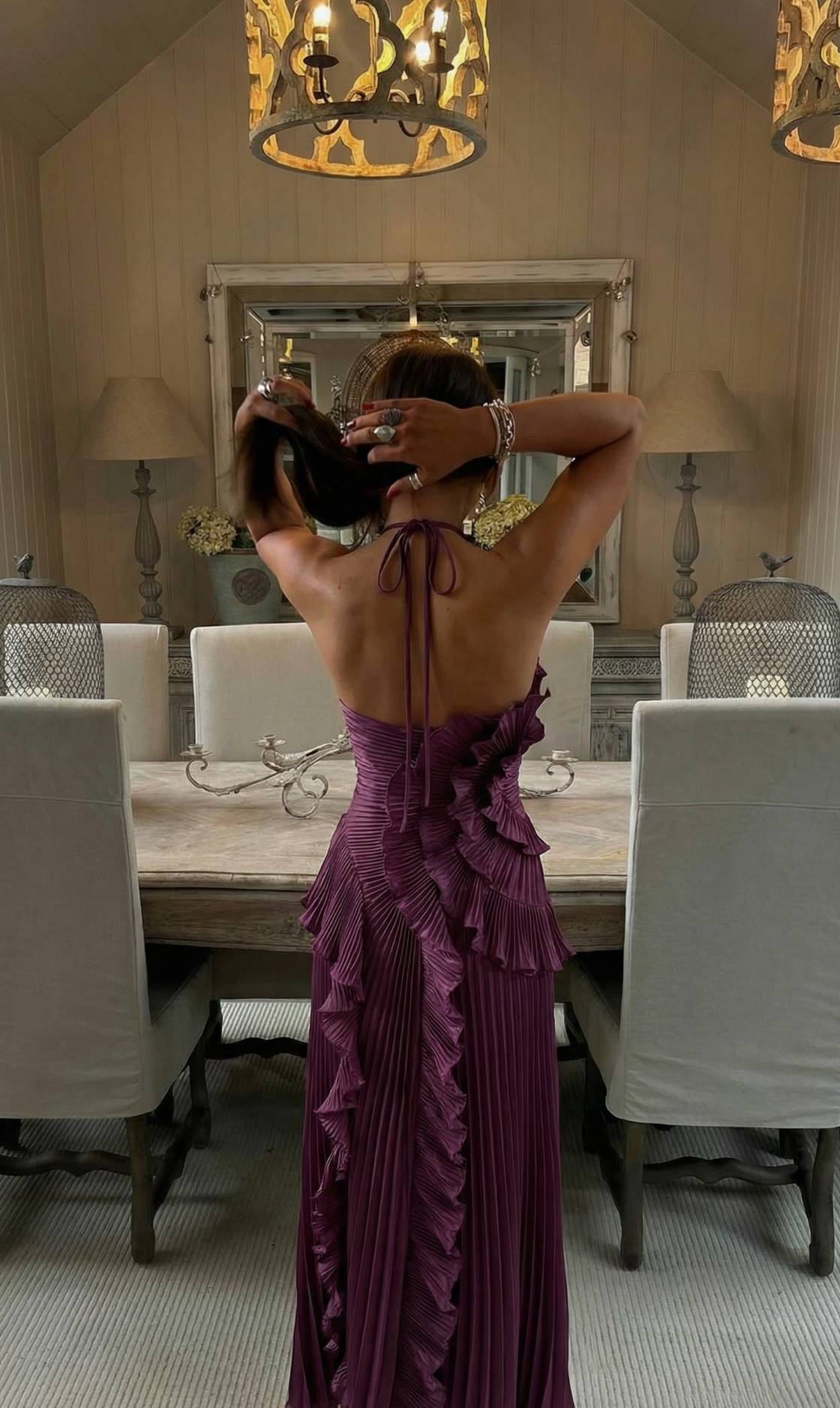 Ashley | Halter Asymmetric Ruffle Women Summer Maxi Dress