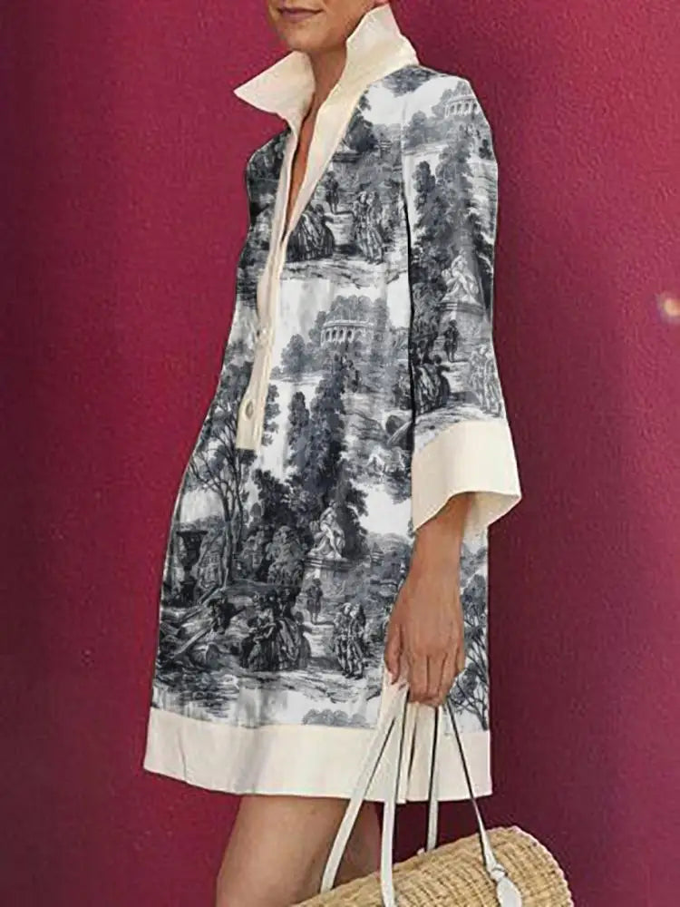 Nadia | Vintage Floral Tunic Women Summer Mini Dress