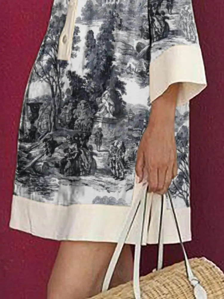 Nadia | Vintage Floral Tunic Women Summer Mini Dress