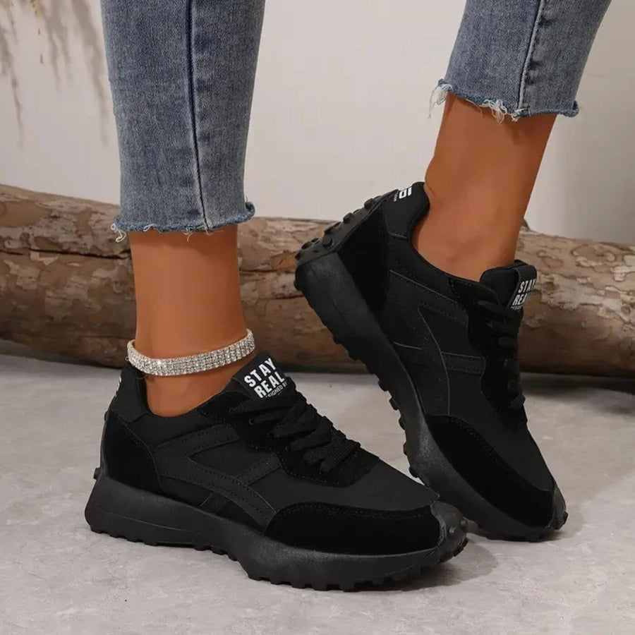Iona | Contrast-Panel Lace-Up Women Comfortable Sneakers