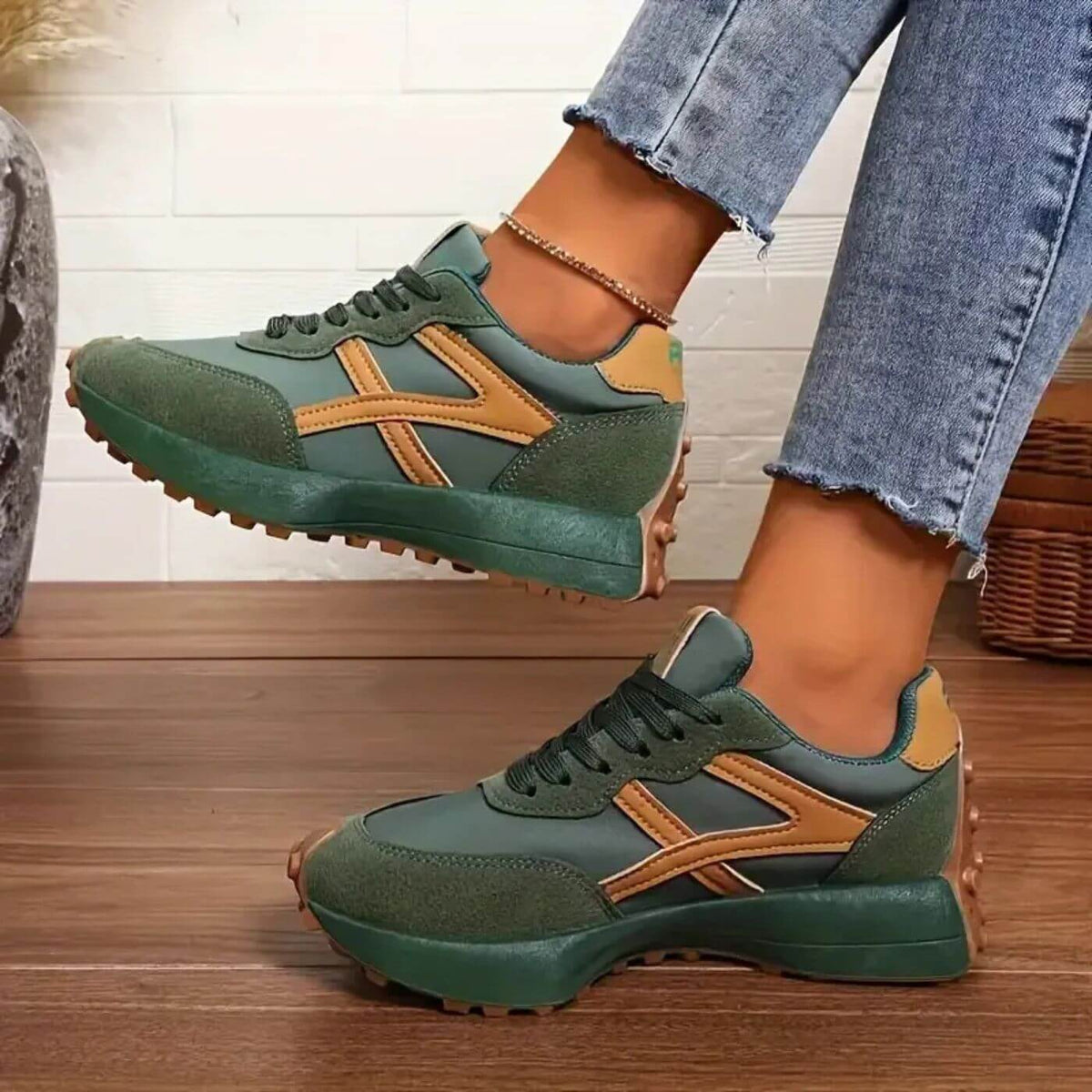 Iona | Contrast-Panel Lace-Up Women Comfortable Sneakers