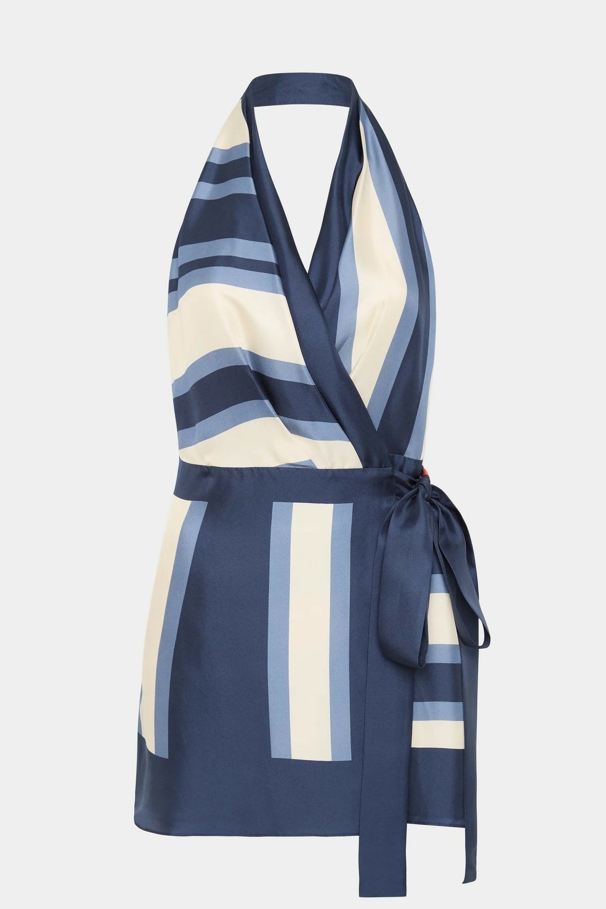 Amy | Striped Silk Halterneck Women Summer Mini Dress