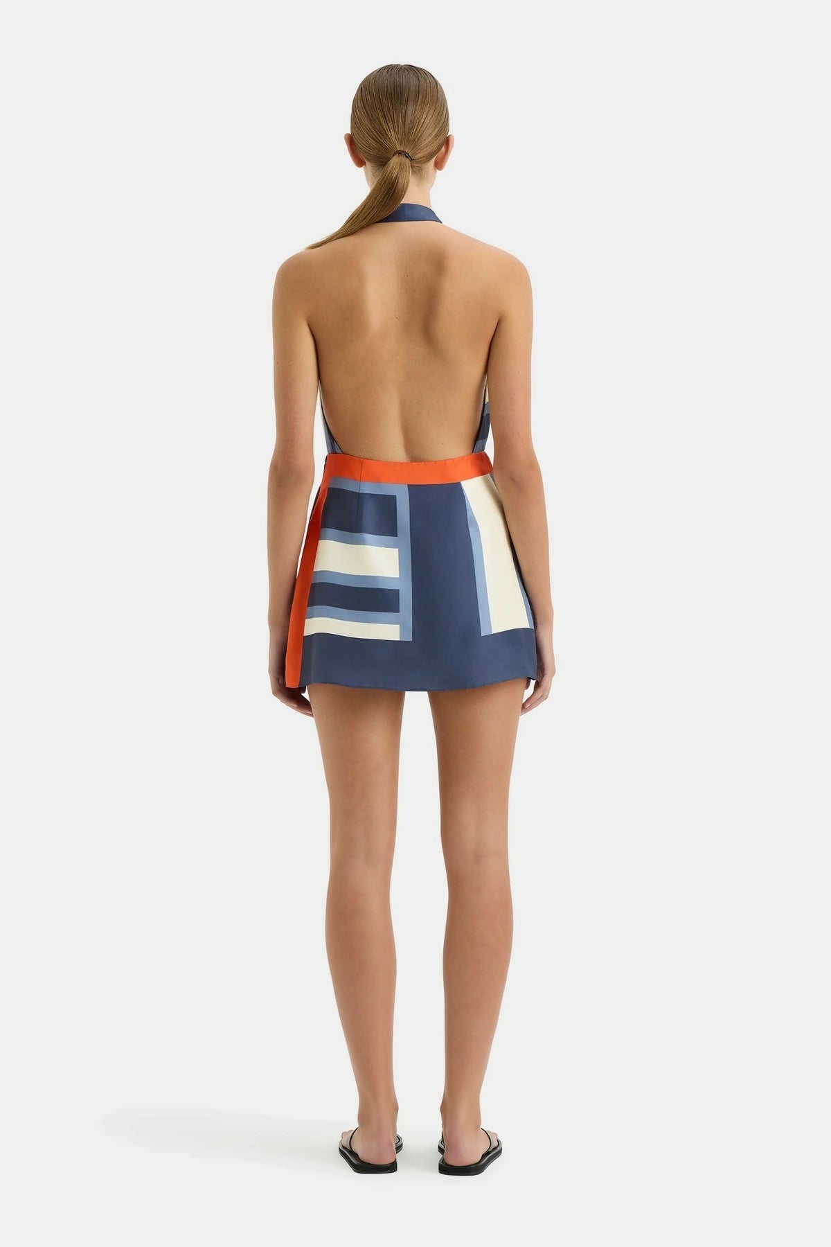 Amy | Striped Silk Halterneck Women Summer Mini Dress