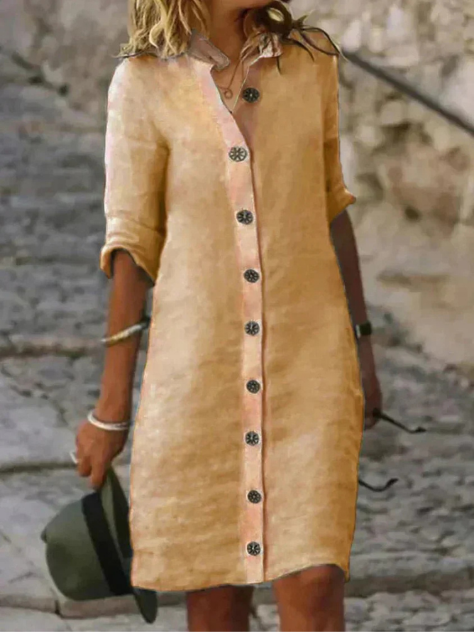 Ellie | Collared Long-Sleeve Button-Front Women's Shirt Dress