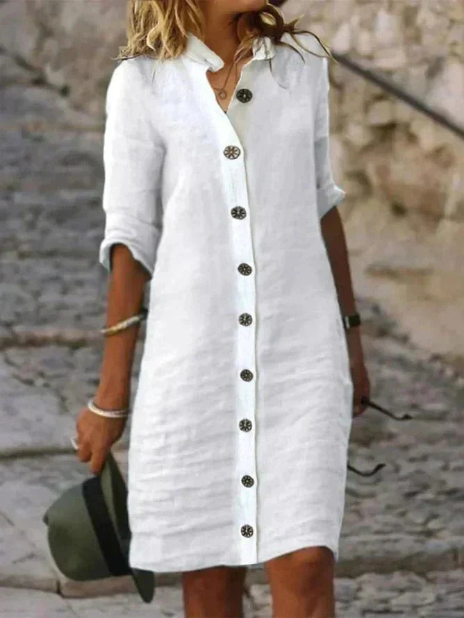 Ellie | Collared Long-Sleeve Button-Front Women's Shirt Dress
