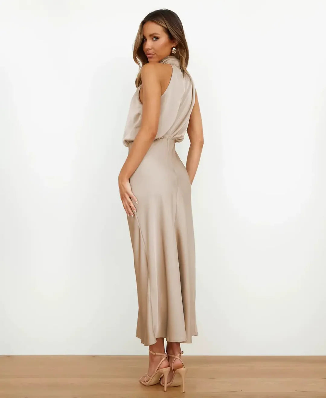 Alice | Draped Halter Sleeveless Women Summer Midi Dress