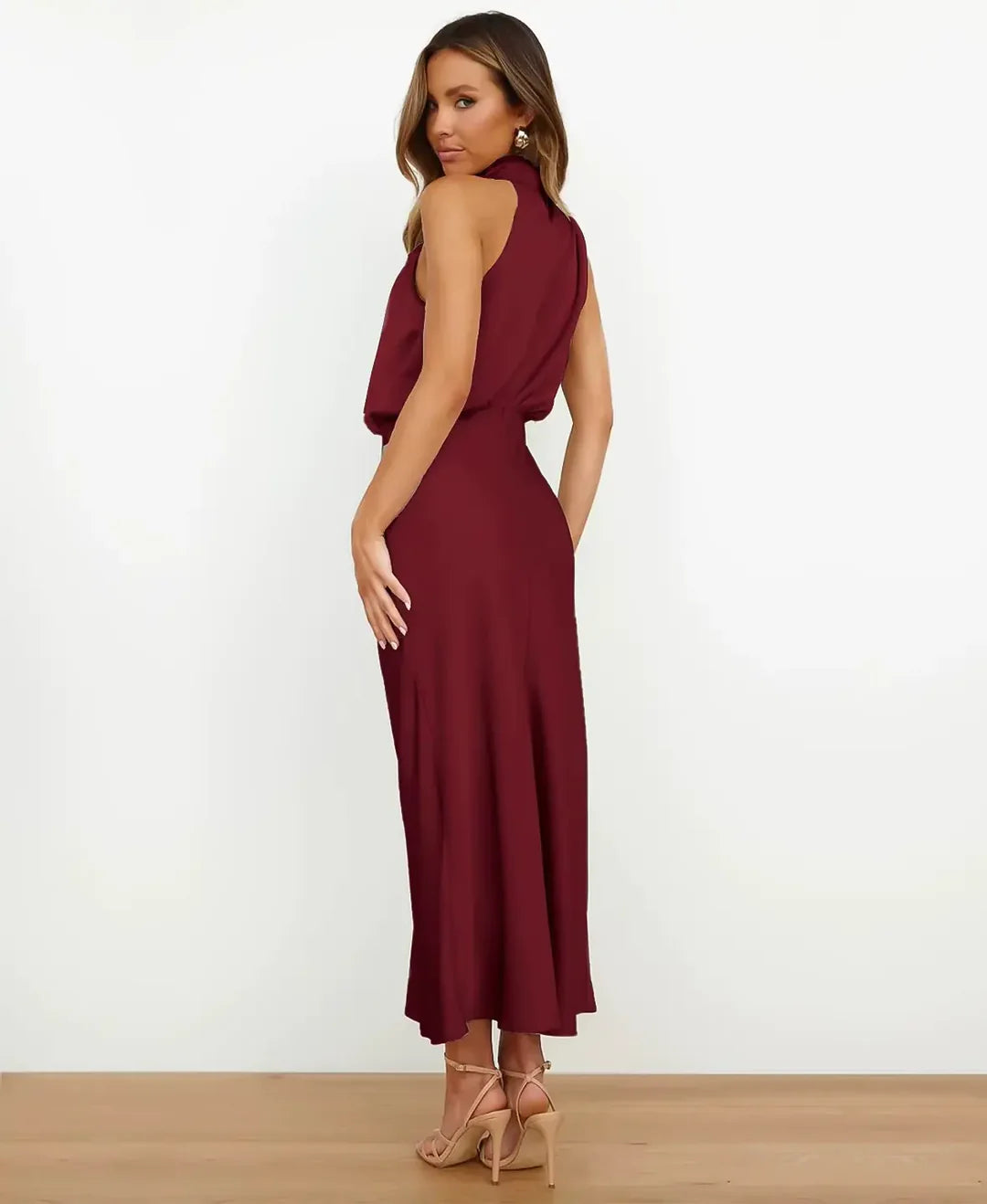 Alice | Draped Halter Sleeveless Women Summer Midi Dress