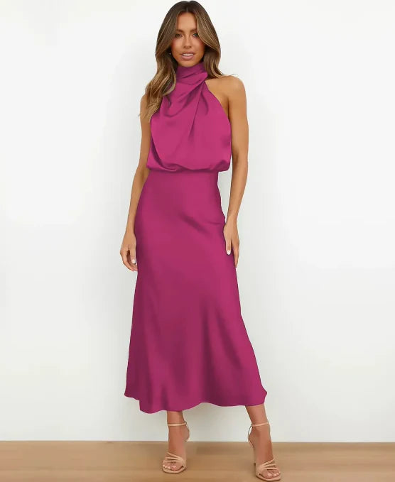Alice | Draped Halter Sleeveless Women Summer Midi Dress