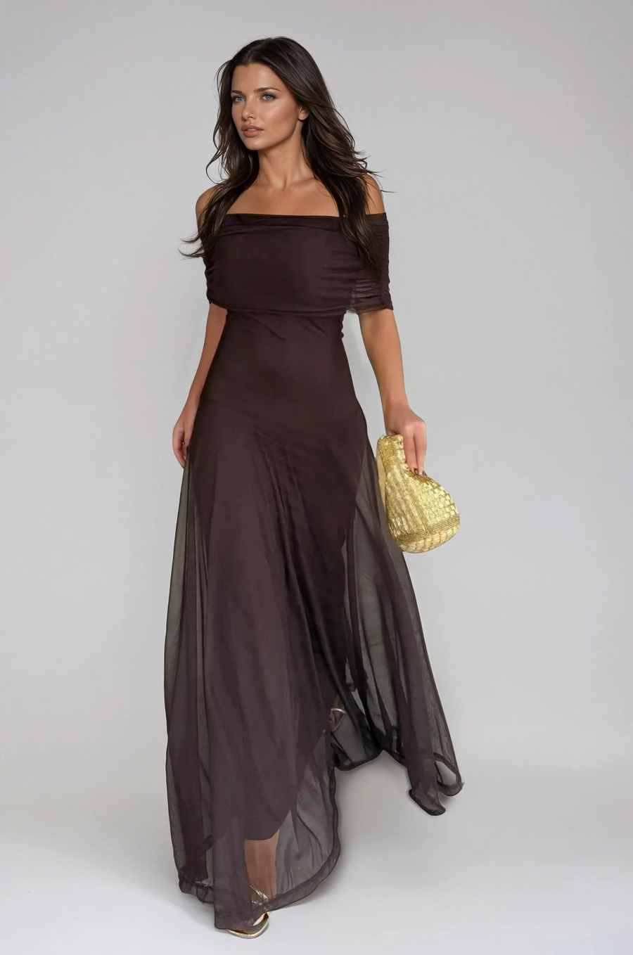 Agnes | Off-Shoulder Draped Flowing Women Summer Maxi Dress