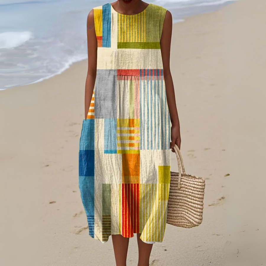 Marlowe | Geometric Patchwork Women Summer Midi Dress