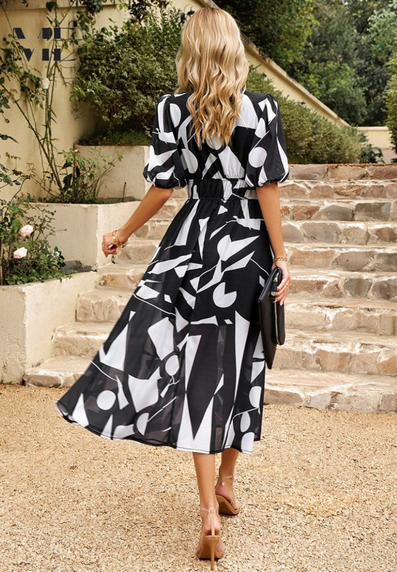Carmen | Floral Romantic Puff-Sleeve Women Summer Midi Dress