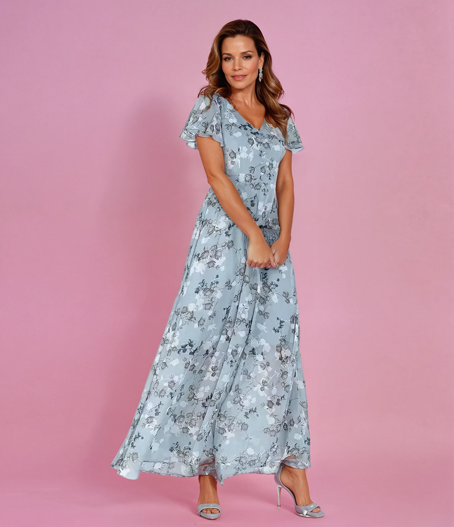 Candice | Floral Ruffle-Sleeve Women Summer Maxi Dress