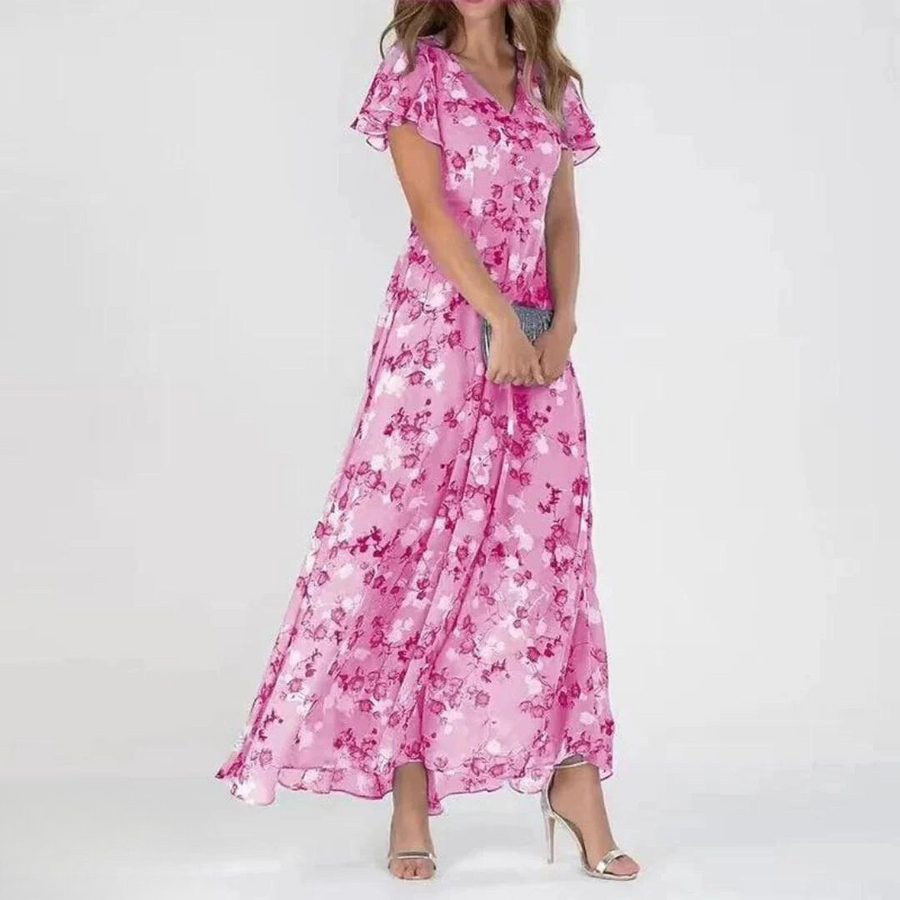Candice | Floral Ruffle-Sleeve Women Summer Maxi Dress