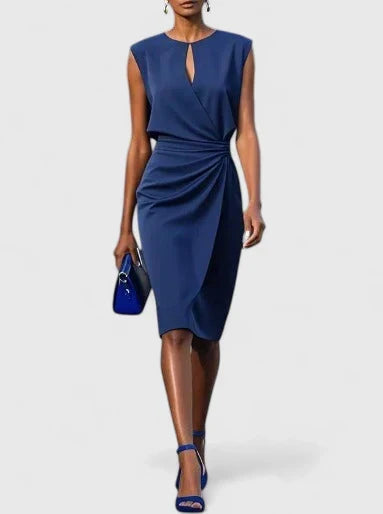Mila | Ruched Sheath Keyhole Women Summer Midi Dress