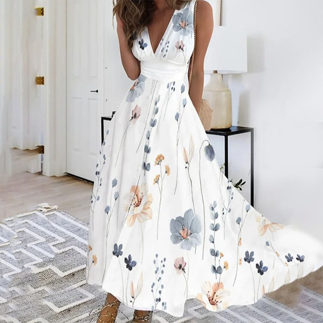 Lucille | Floral Wrap Sleeveless Women Summer Maxi Dress
