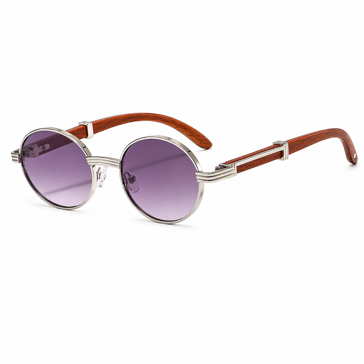 Lucia | Wood-Look Round Sunglasses