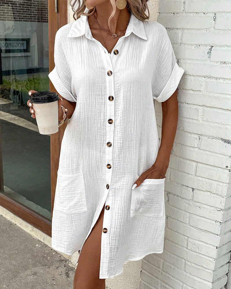 Mandy | Relaxed Pocket Button Women's Summer Shirt Dress