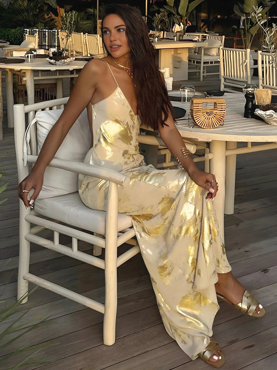 Susanna | Satin Floral Cowl-Neck Women Summer Maxi Dress