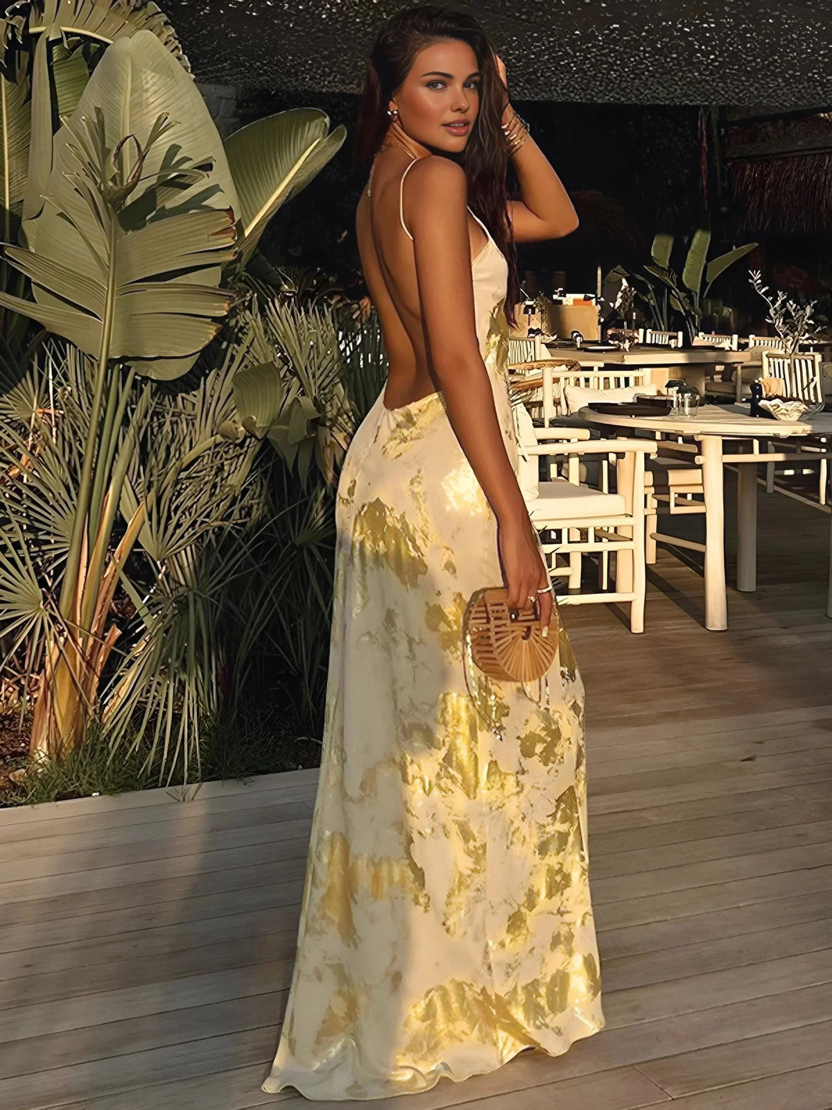 Susanna | Satin Floral Cowl-Neck Women Summer Maxi Dress