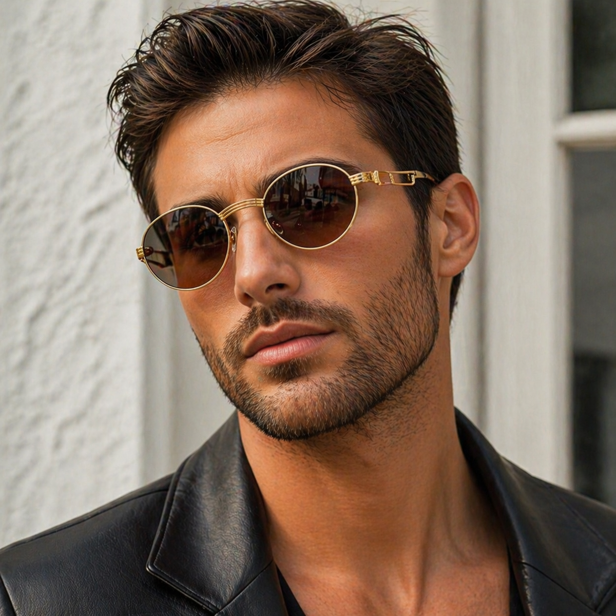 Lucia | Wood-Look Round Sunglasses