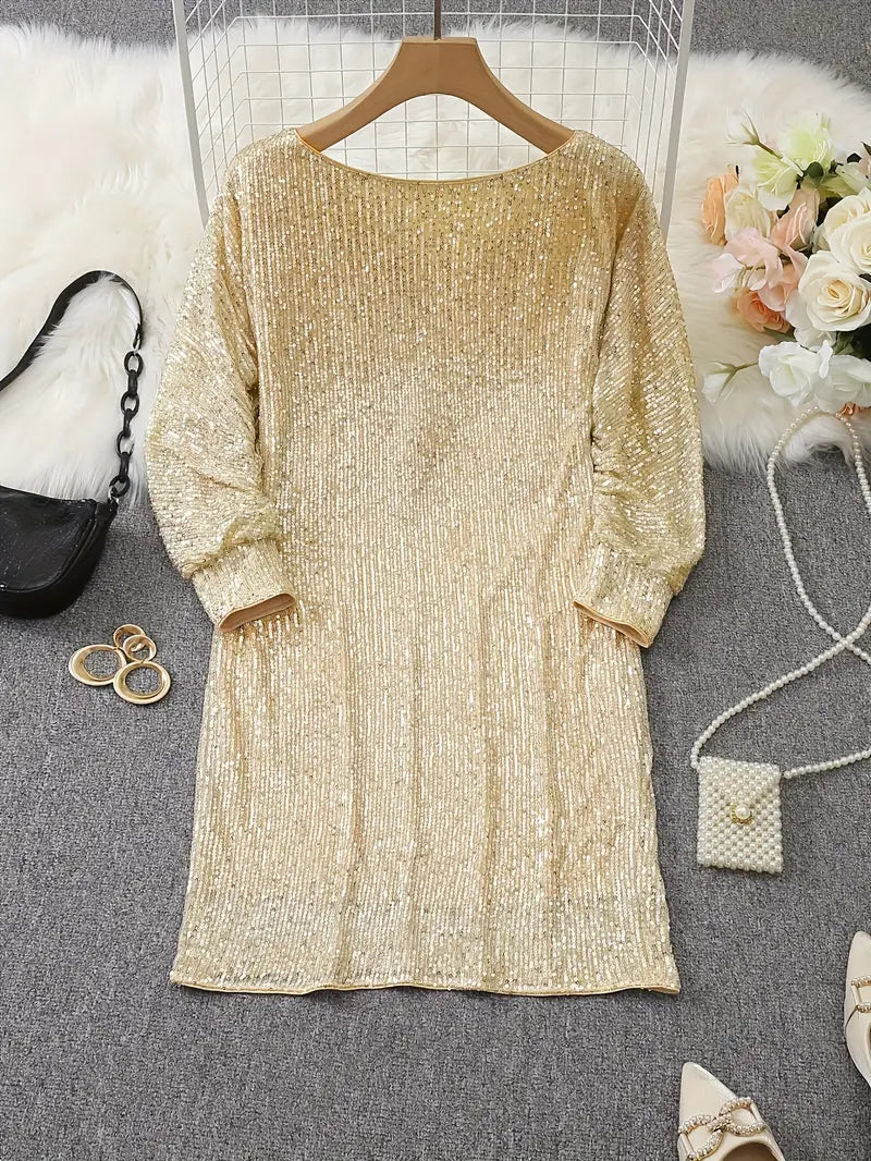 Evelyn | Off-Shoulder Sequin Batwing Women Summer Mini Dress