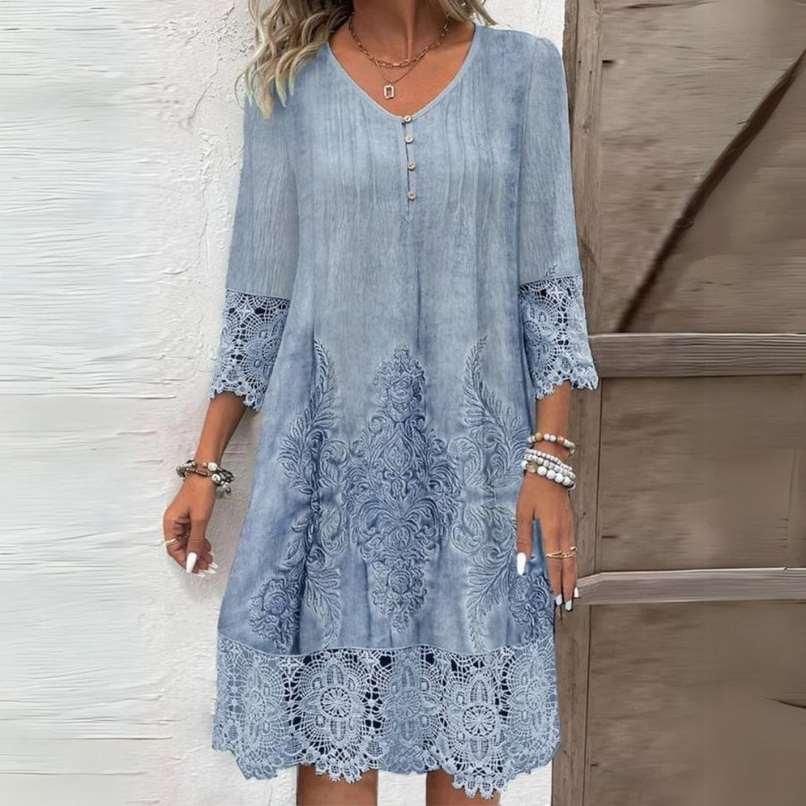Willa | Vintage Lace-Trim Relaxed Women Summer Midi Dress