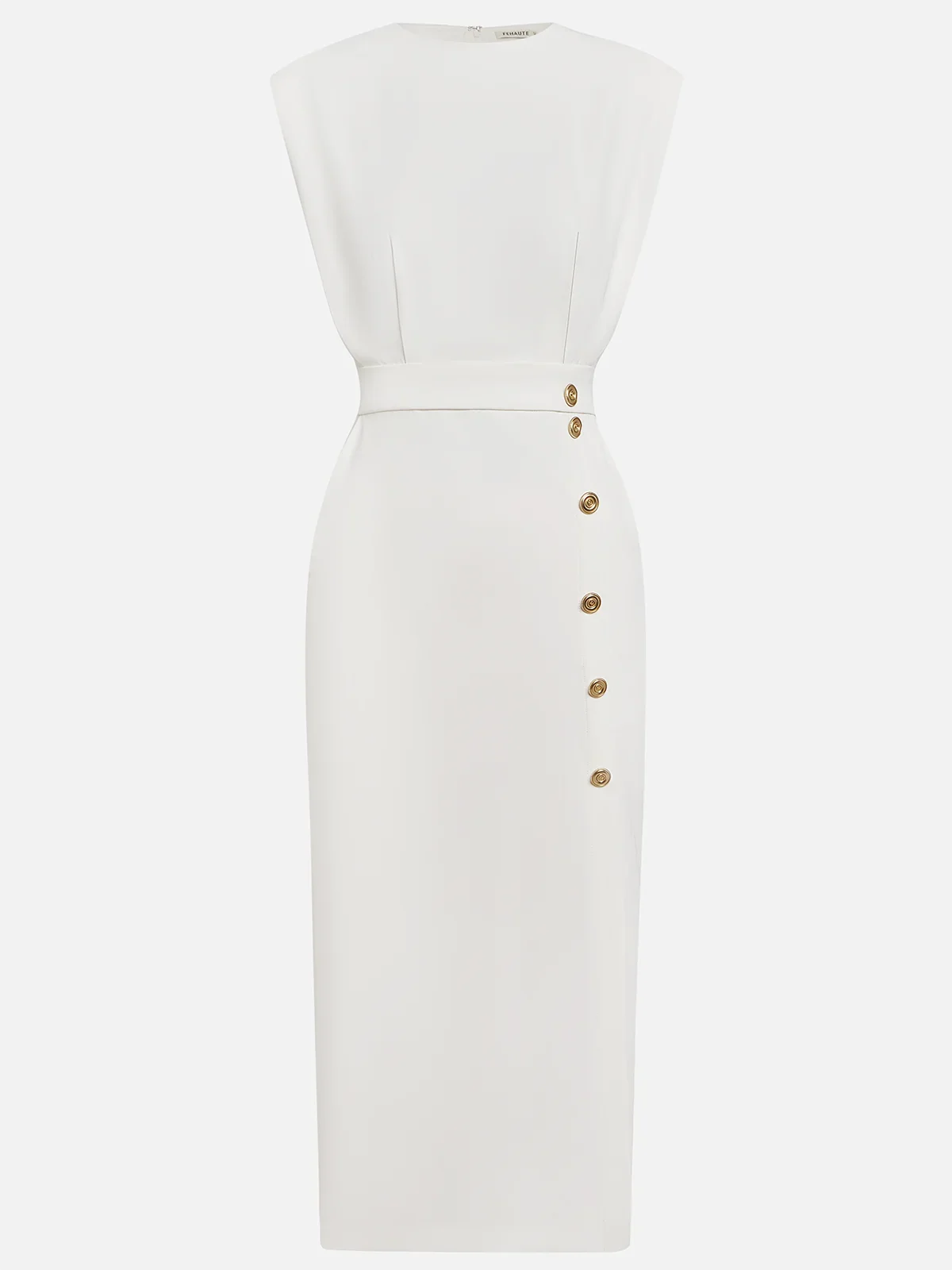 Colette | Sleeveless Side-Button Front-Slit Women Summer Midi Dress