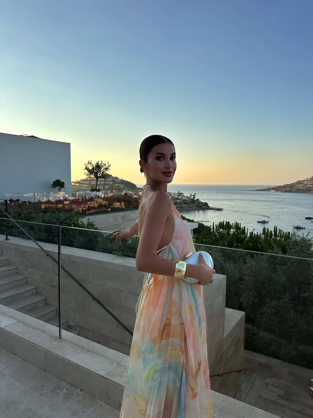 Nadine | Halter Watercolour Open-Back Women Summer Maxi Dress
