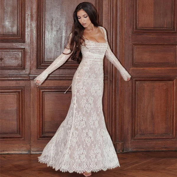 Lauren | Lace Flowing Romantic Women Summer Maxi Dress
