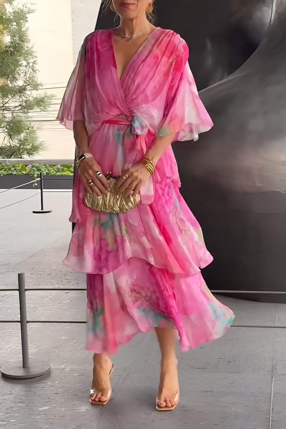 Cecilia | Wrap Tiered Chiffon Maxi Women Cocktail Summer Dress
