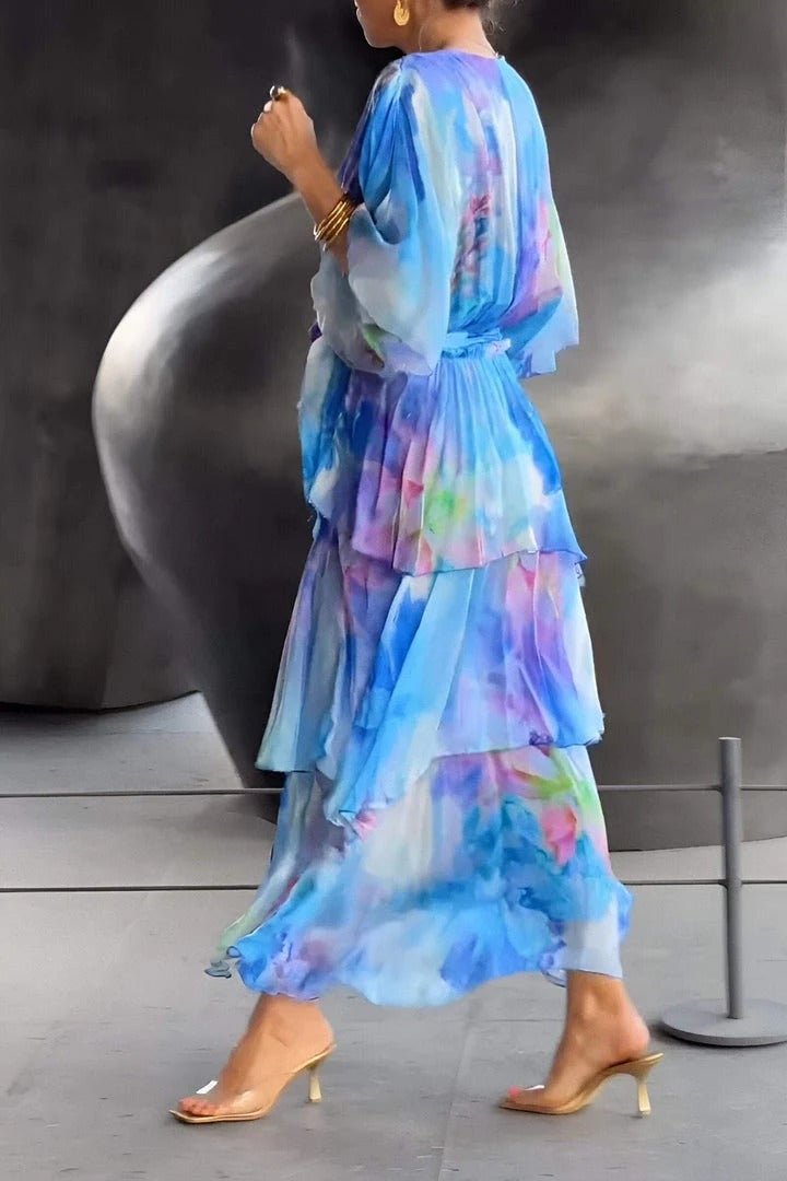 Cecilia | Wrap Tiered Chiffon Maxi Women Cocktail Summer Dress