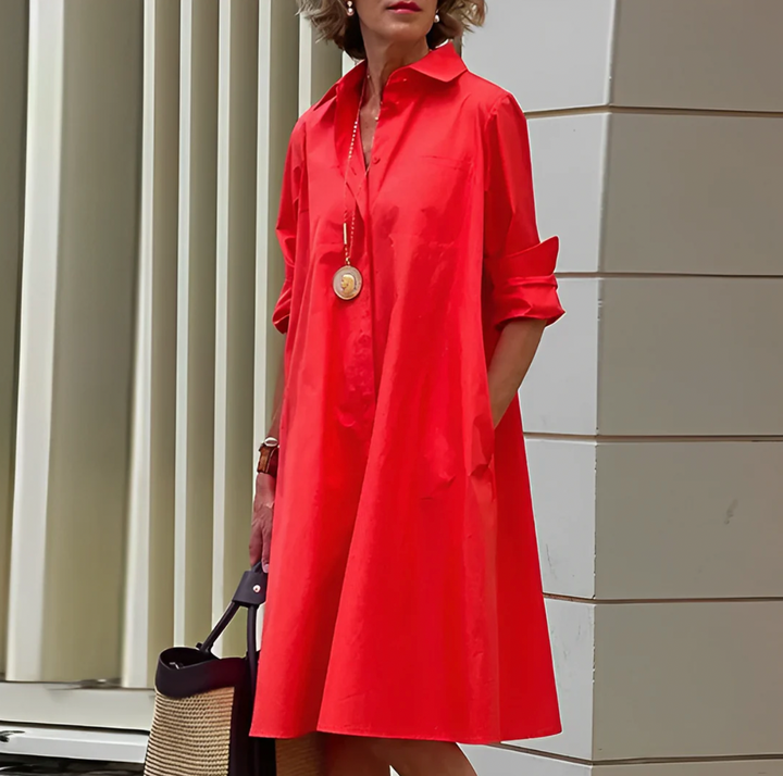 Robin | Relaxed Collared Pocket Women's Shirt Dress