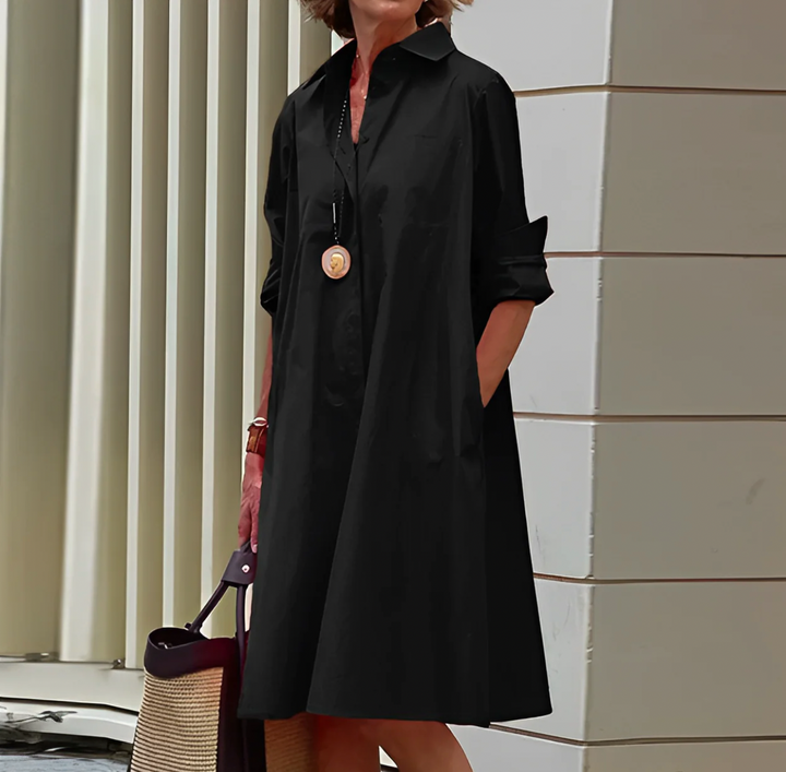 Robin | Relaxed Collared Pocket Women's Shirt Dress
