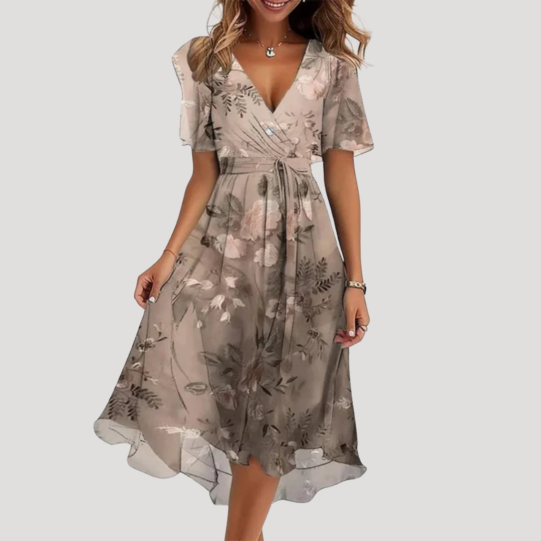 Isla | Floral Wrap Tummy-Control Women Summer Midi Dress