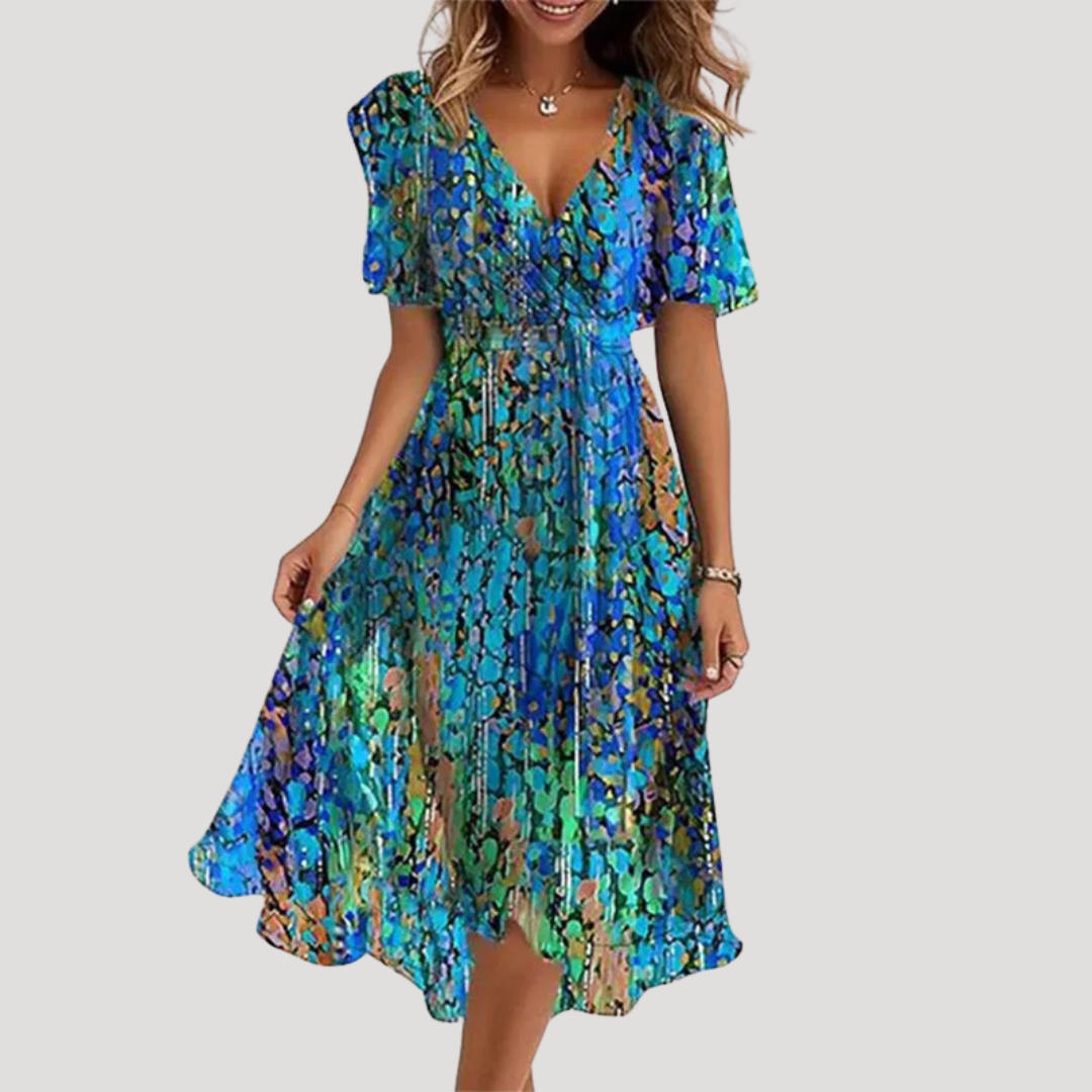 Isla | Floral Wrap Tummy-Control Women Summer Midi Dress
