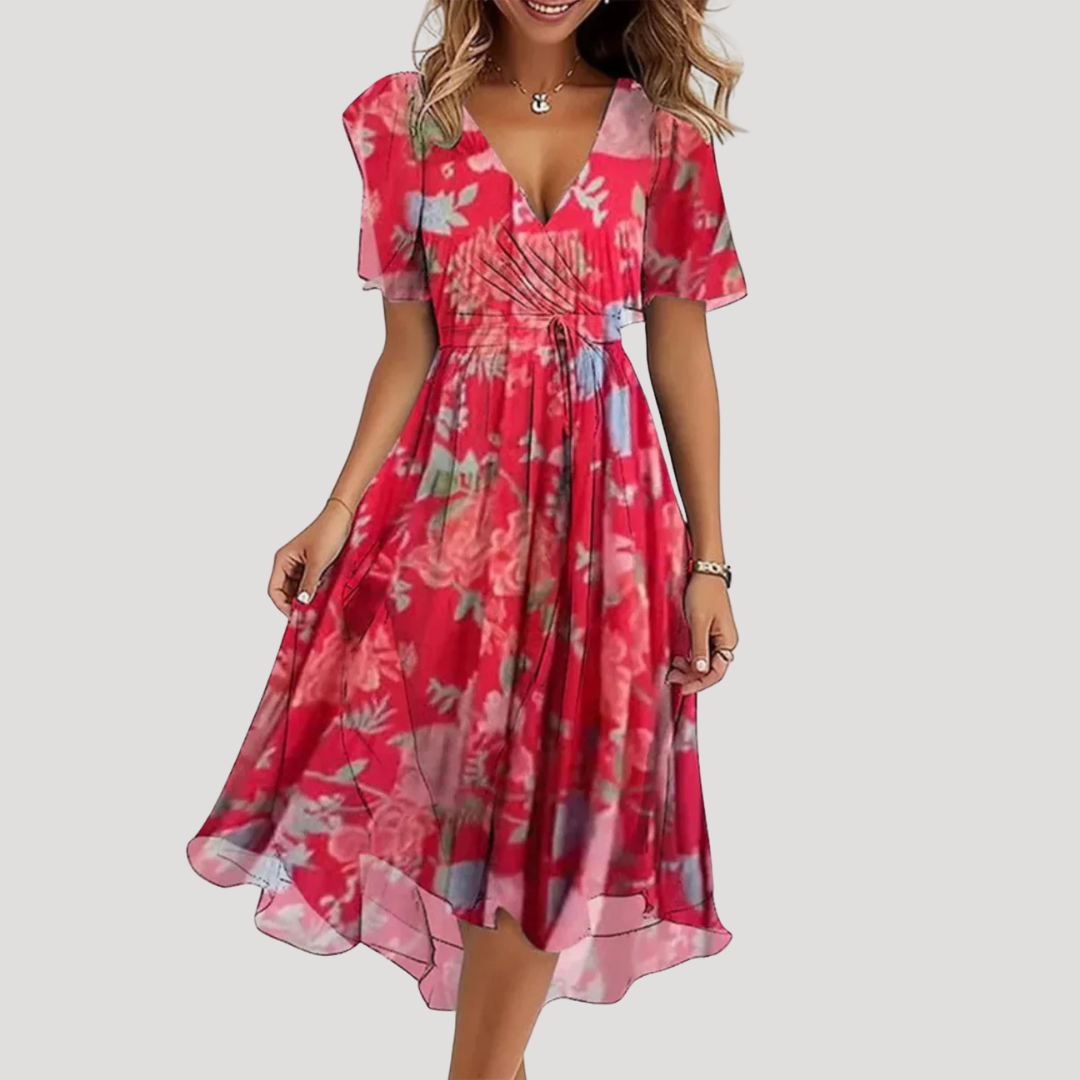 Isla | Floral Wrap Tummy-Control Women Summer Midi Dress