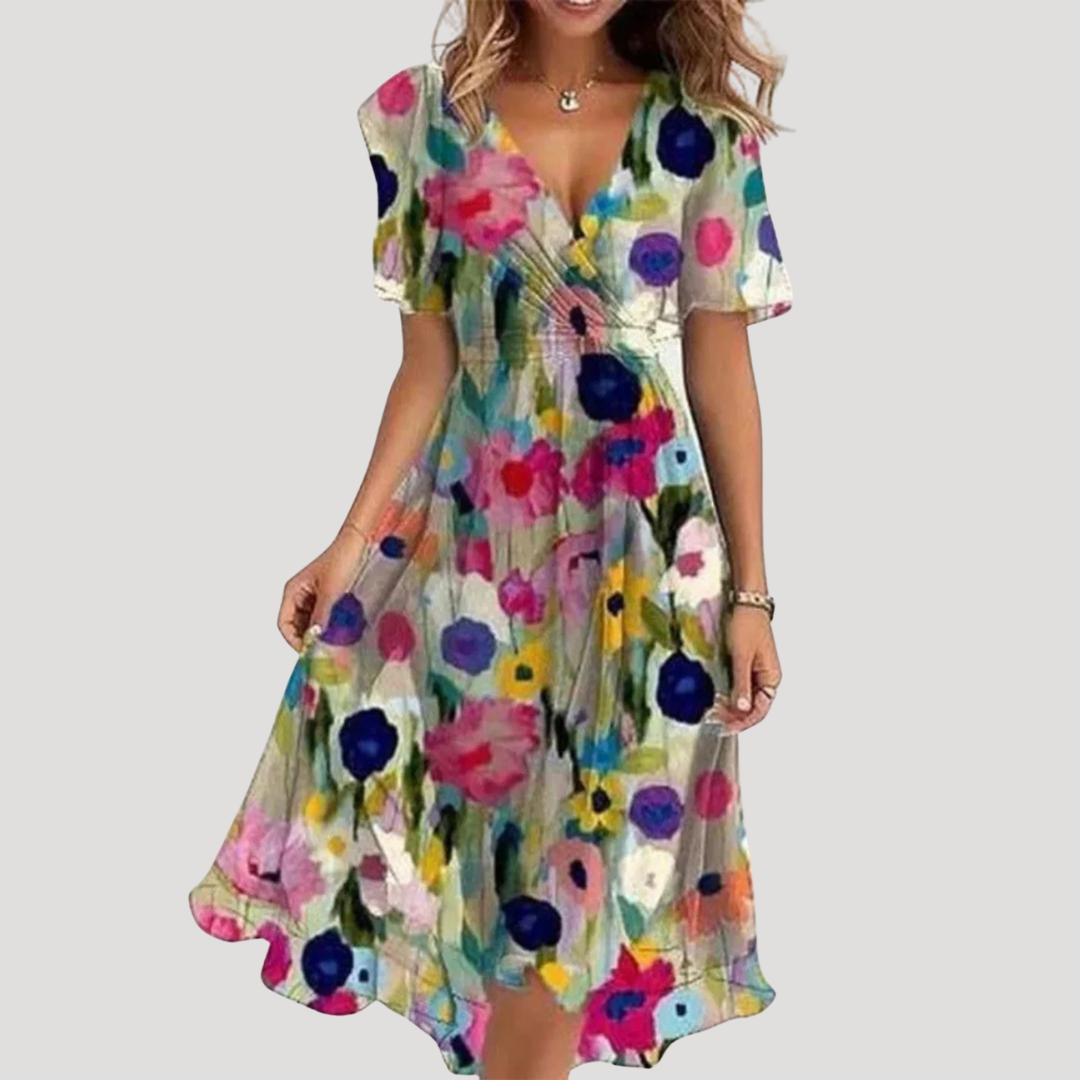 Isla | Floral Wrap Tummy-Control Women Summer Midi Dress