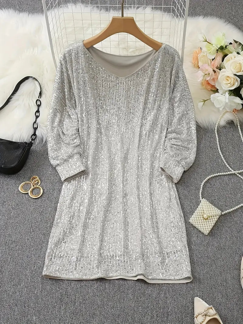 Evelyn | Off-Shoulder Sequin Batwing Women Summer Mini Dress
