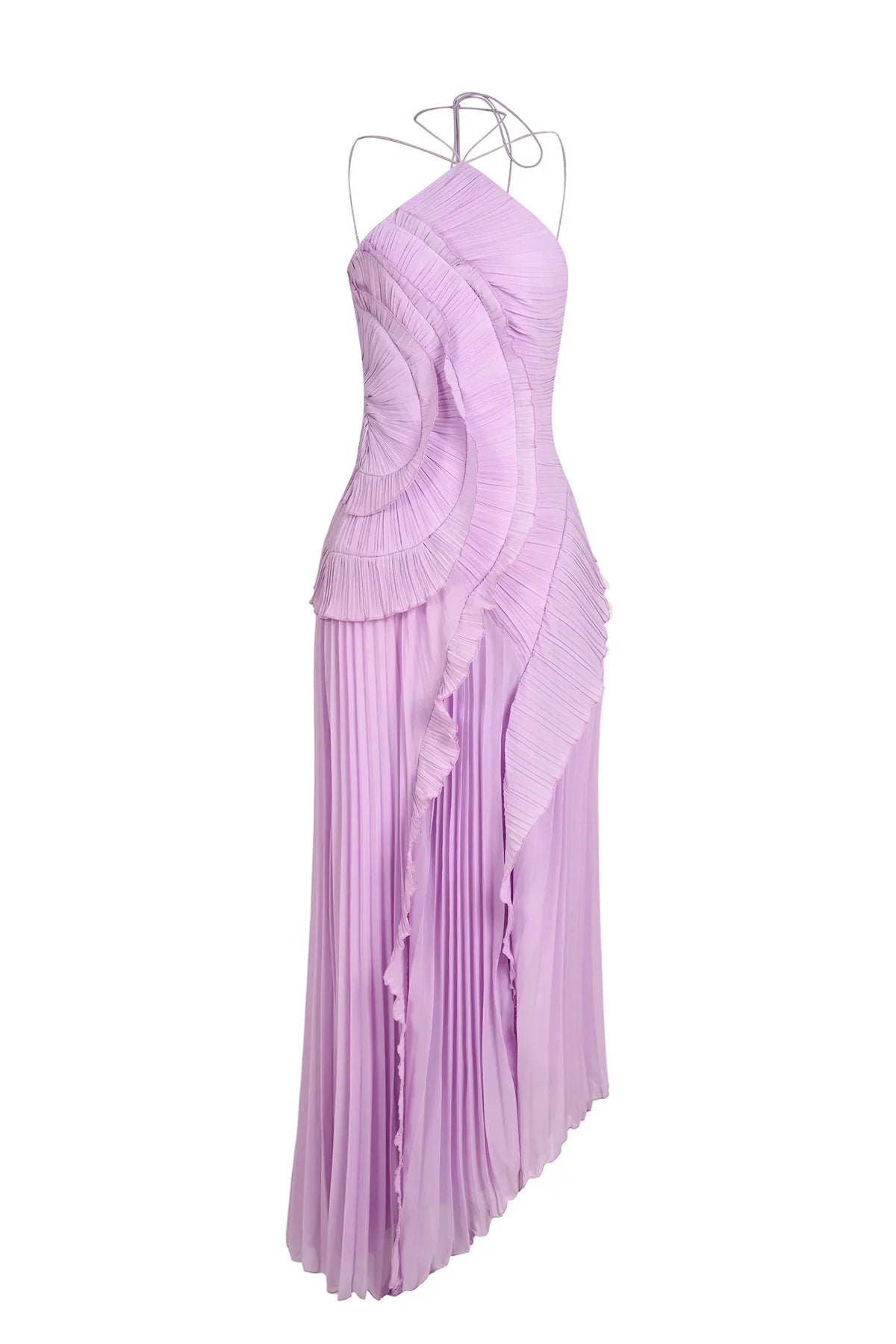 Sophie | Pleated Halter Ruffle-Cascade Women Summer Maxi Dress