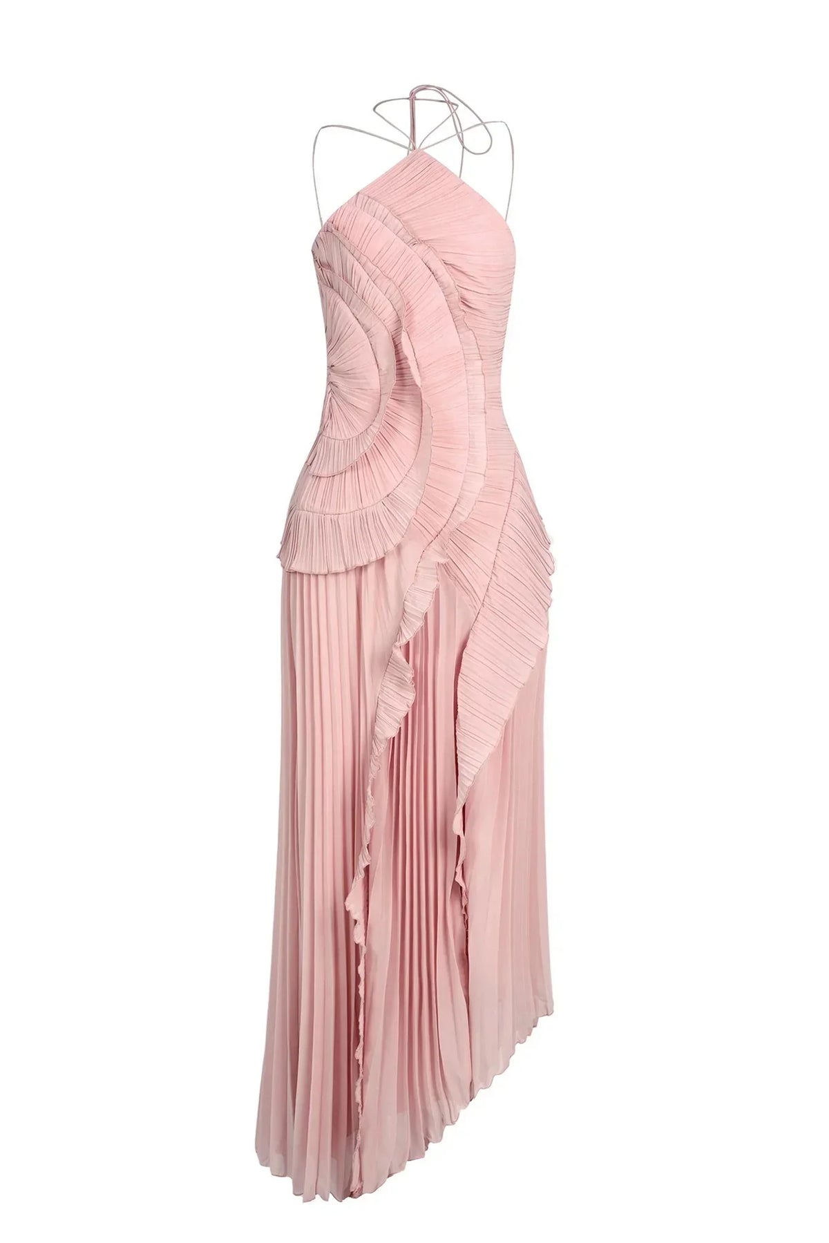 Sophie | Pleated Halter Ruffle-Cascade Women Summer Maxi Dress