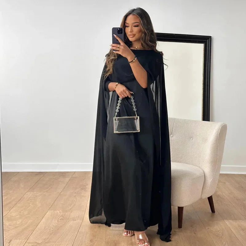 Lyra | Cape-Sleeve Flowing Women Summer Maxi Dress